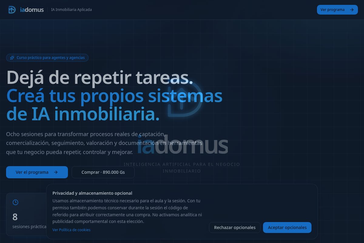 Mockup de la web IAdomus