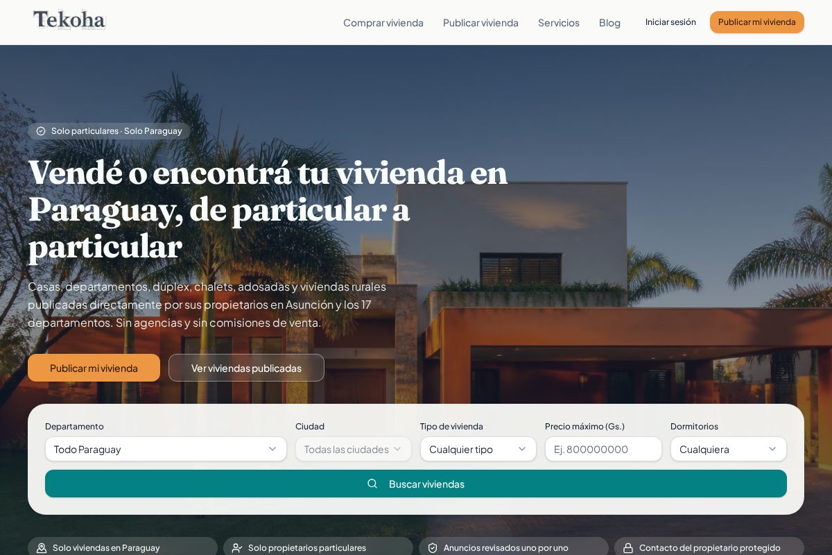 Mockup de la web Tekoha Estate