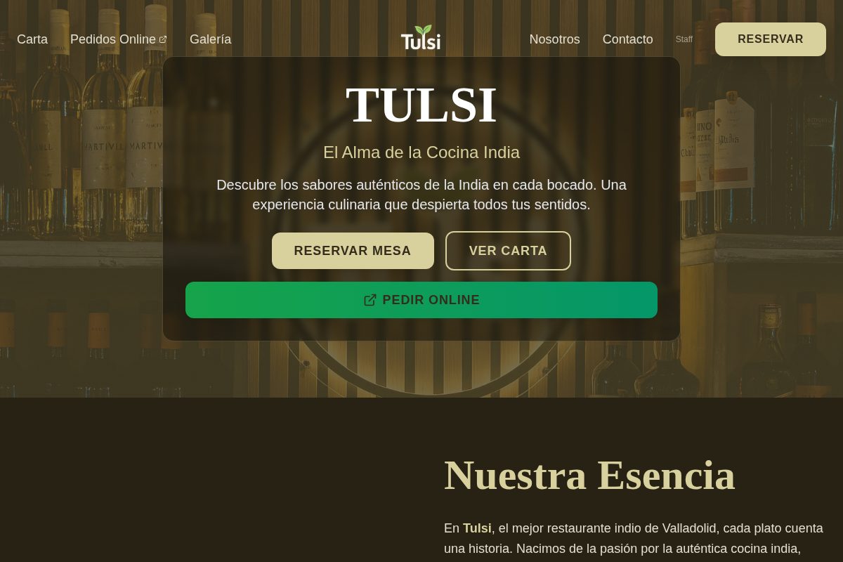 Mockup de la web Tulsi Indian